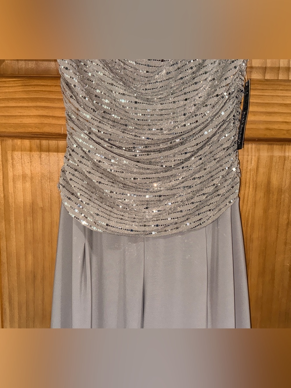 NWT R & M Richards Champagne Sequin Draped Jumpsuit-12 - Picture 4 of 16